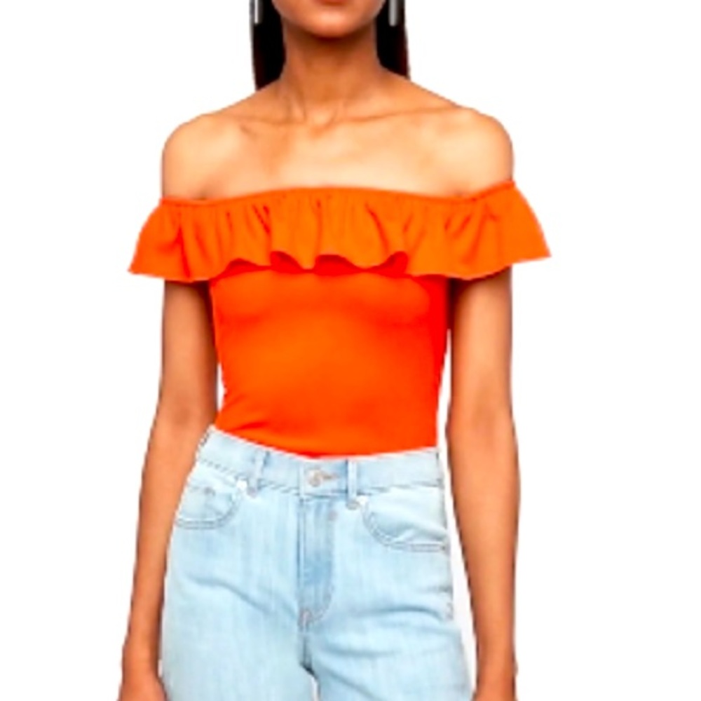 Express Orange Ribbed Bodysuit Off the shoulder  Size M True to size